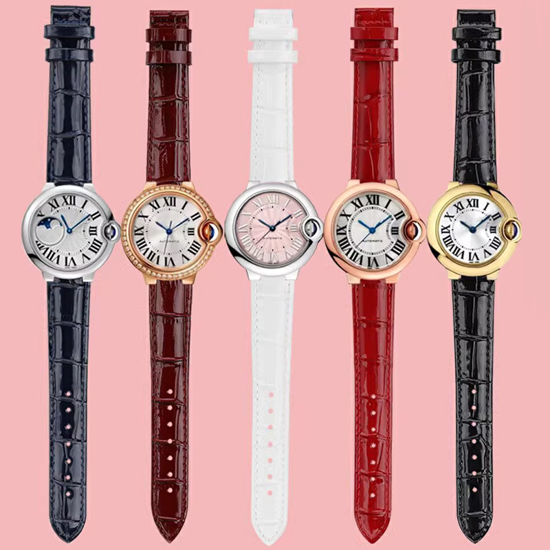 حزام من الجلد الطبيعي للساعة ، - مراجعة Cartier Watch Ballon Bleu وسعره